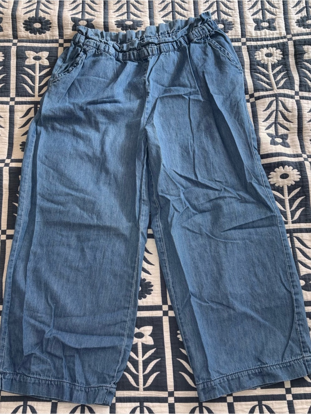 Garnet Hill Kids chambray cropped pants size 10
